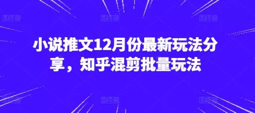 小说推文12月份新的玩法分享，知乎混剪批量玩法-颜夕资源网-第16张图片