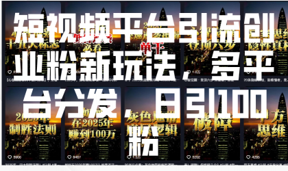 短视频平台引流创业粉新玩法,多平台分发,日引100粉-颜夕资源网-第15张图片 短视频平台引流创业粉新玩法,多平台分发,日引100粉-颜夕资源网-第15张图片