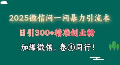 2025最新微信问一问暴力行为引流术揭密，日引300 自主创业粉，单日转现四位数-颜夕资源网-第15张图片