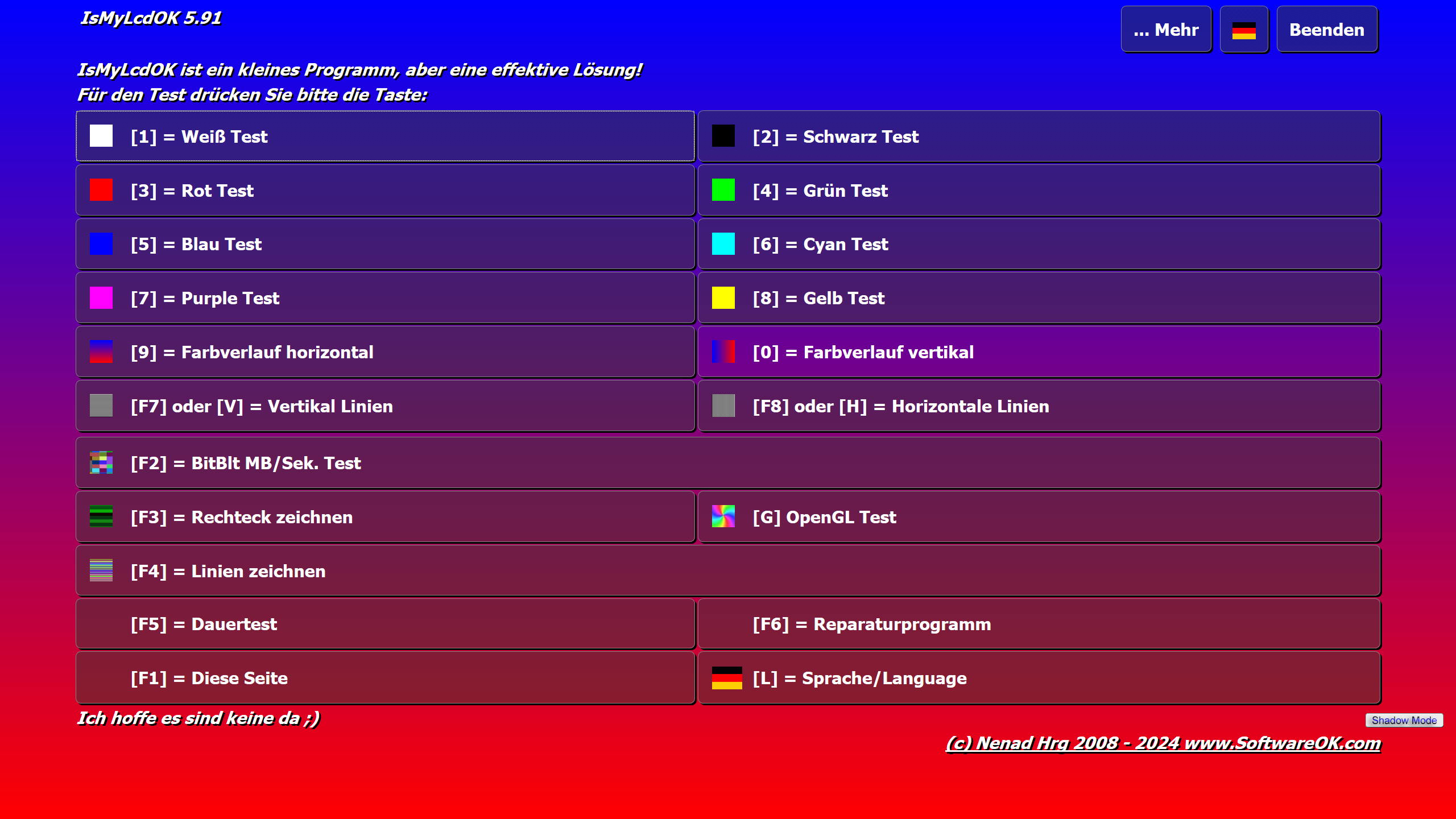 IsMyLcdOK 液晶显示器坏点检测 v5.91 中文绿色版-颜夕资源网-第16张图片 IsMyLcdOK 液晶显示器坏点检测 v5.91 中文绿色版-颜夕资源网-第16张图片