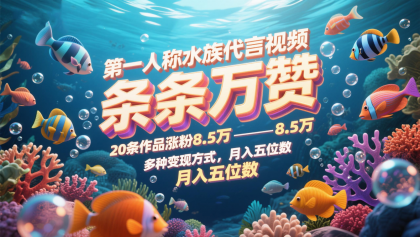 第一人称水族代言视频,条条万赞,20条作品涨粉8.5万,多种变现方式月,入五位数-颜夕资源网-第15张图片 第一人称水族代言视频,条条万赞,20条作品涨粉8.5万,多种变现方式月,入五位数-颜夕资源网-第15张图片