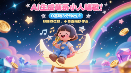 AI生成萌系小人唱歌！0基础3分钟出片，28个作品涨粉9万，日赚四位数，小白直接抄作业-颜夕资源网-第16张图片