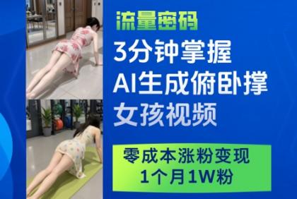 3分钟掌握AI生成俯卧撑女孩视频，零成本涨粉变现，1个月1W粉-颜夕资源网-第15张图片