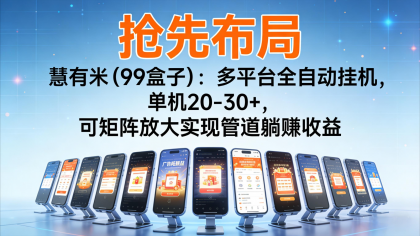 抢先布局慧有米(99盒子):多平台全自动挂机,单机20-30+,可矩阵实现管道躺赚-颜夕资源网-第16张图片 抢先布局慧有米(99盒子):多平台全自动挂机,单机20-30+,可矩阵实现管道躺赚-颜夕资源网-第16张图片