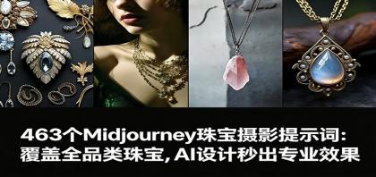 463个Midjourney珠宝摄影提示词：覆盖全品类珠宝，AI设计秒出专业效果-颜夕资源网-第16张图片